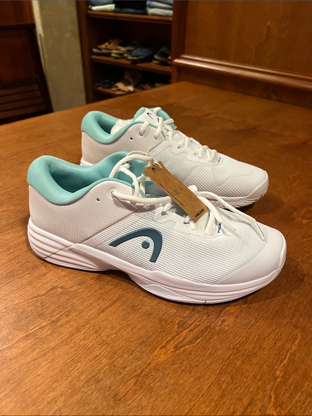 Head Women's White Athletic Shoes with Teal Accent